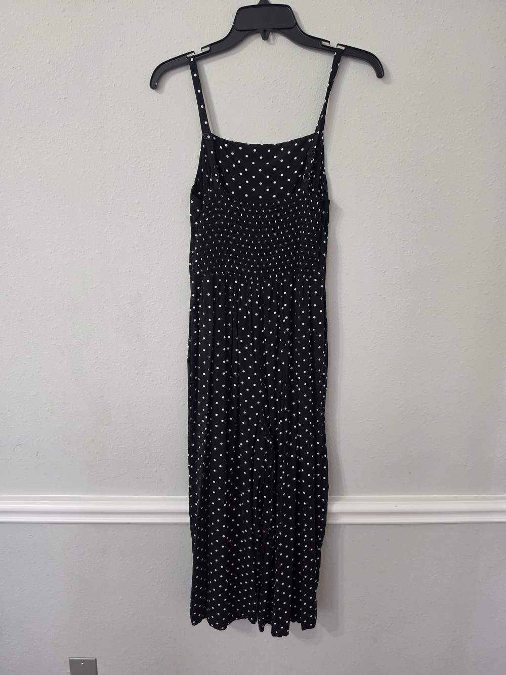 Old Navy M Black Polka Dot Romper Dress with Spaghetti Straps & Pockets
